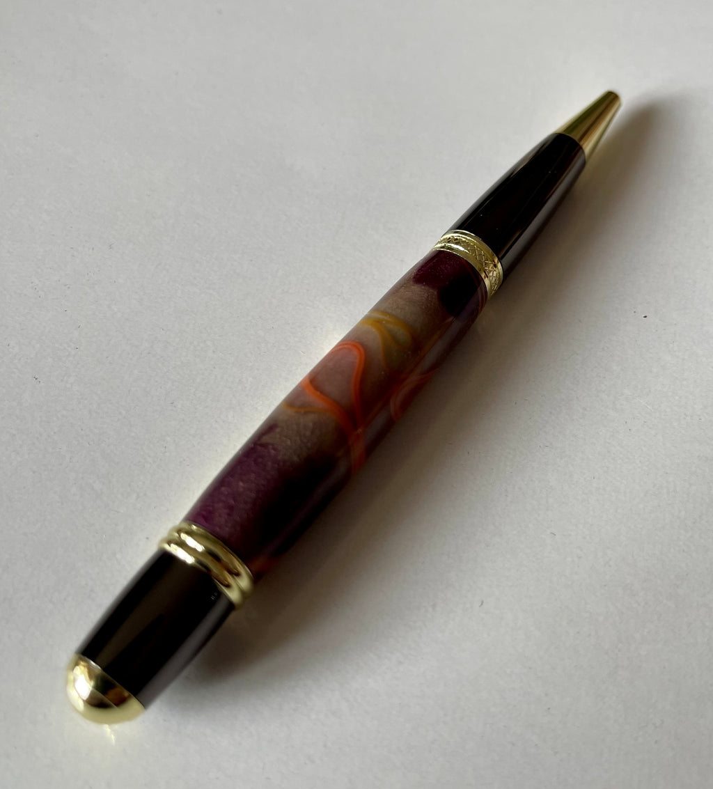 Sierra Twist Ballpoint Pen – Misty Beige, Brown & Smoke with Gold Coloured Fittings