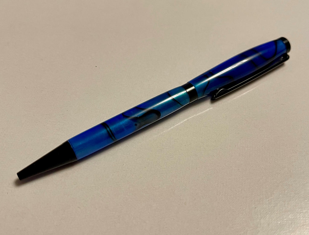 Slimline Twist Ballpoint Pen – Blue & Black Swirl