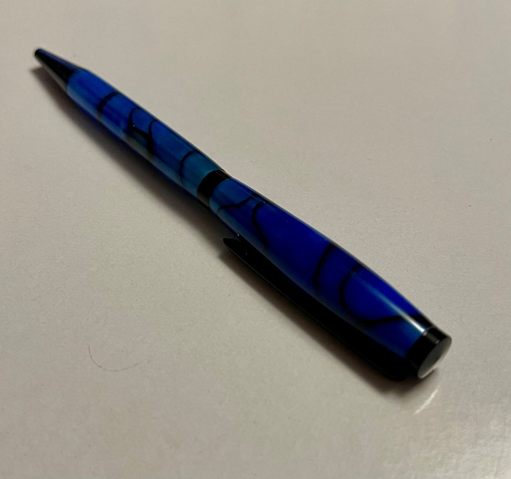 Slimline Twist Ballpoint Pen – Blue & Black Swirl