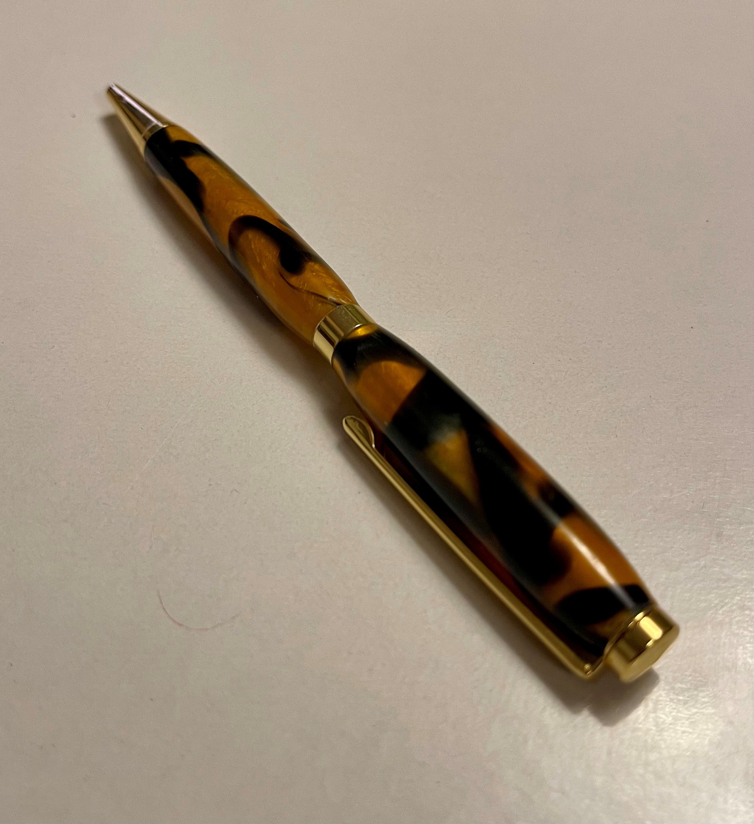 Slimline Pen with an Acrylic Amber and Black Design