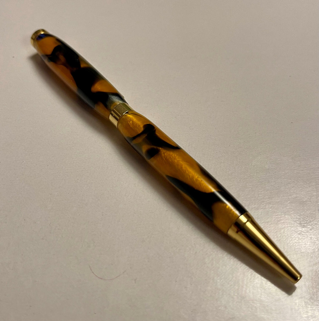 Slimline Pen with an Acrylic Amber and Black Design