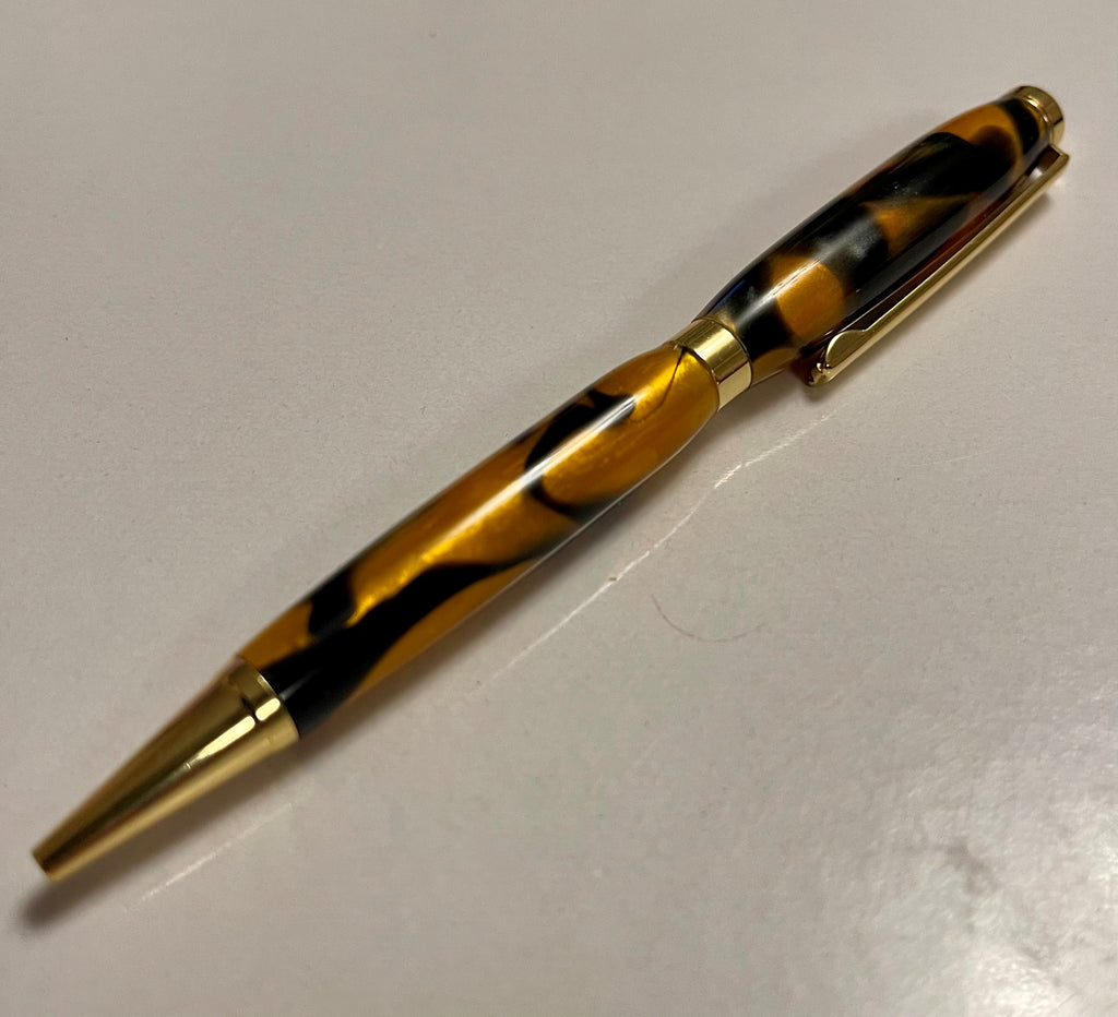 Slimline Pen with an Acrylic Amber and Black Design
