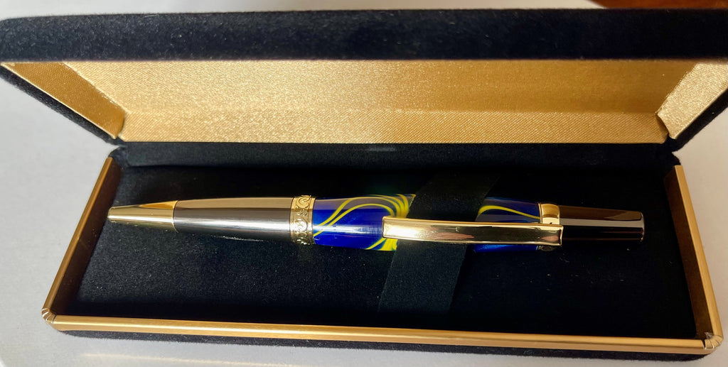 Sierra Twist Ballpoint Pen – Dark Blue & Yellow Swirl