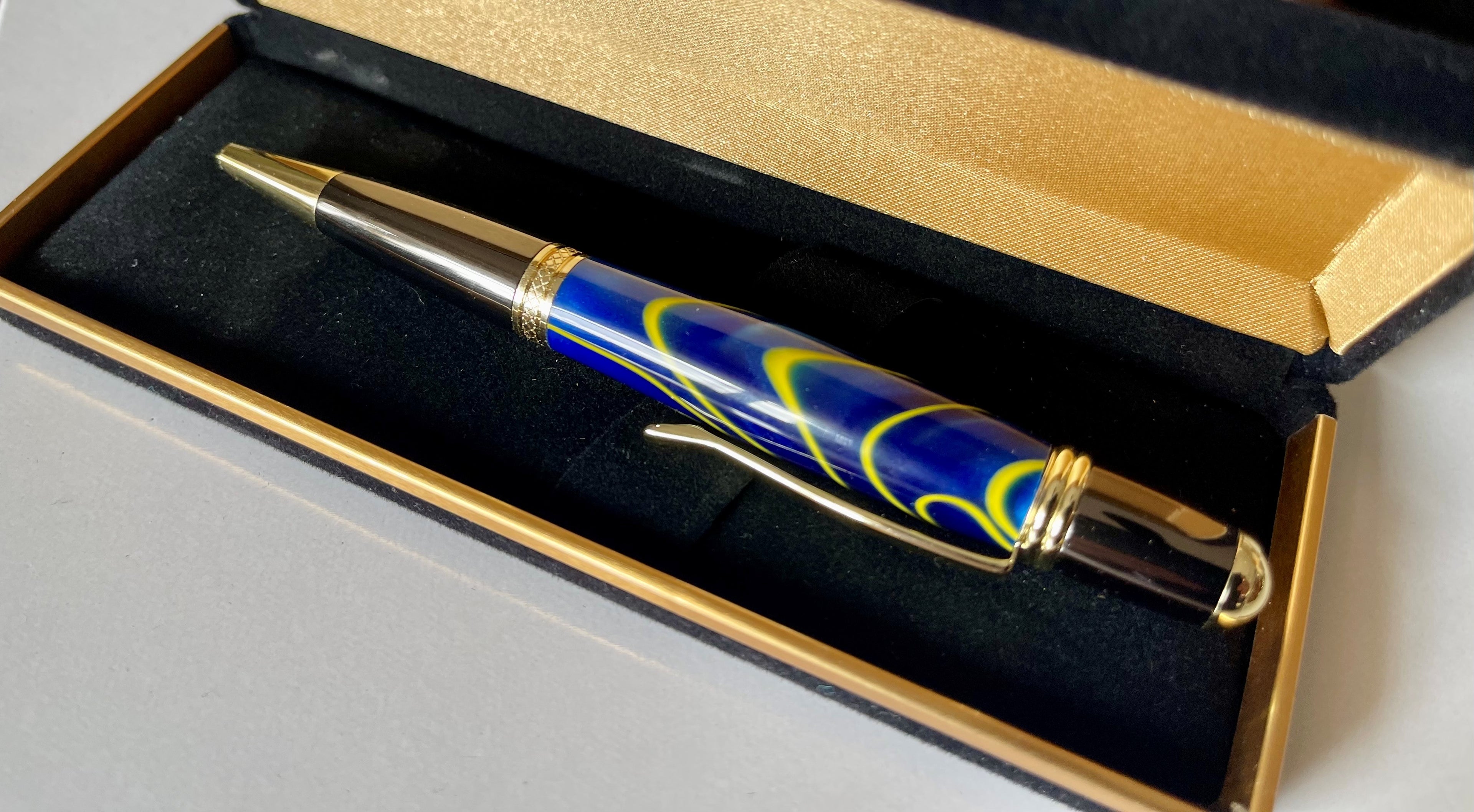 Sierra Twist Ballpoint Pen – Dark Blue & Yellow Swirl