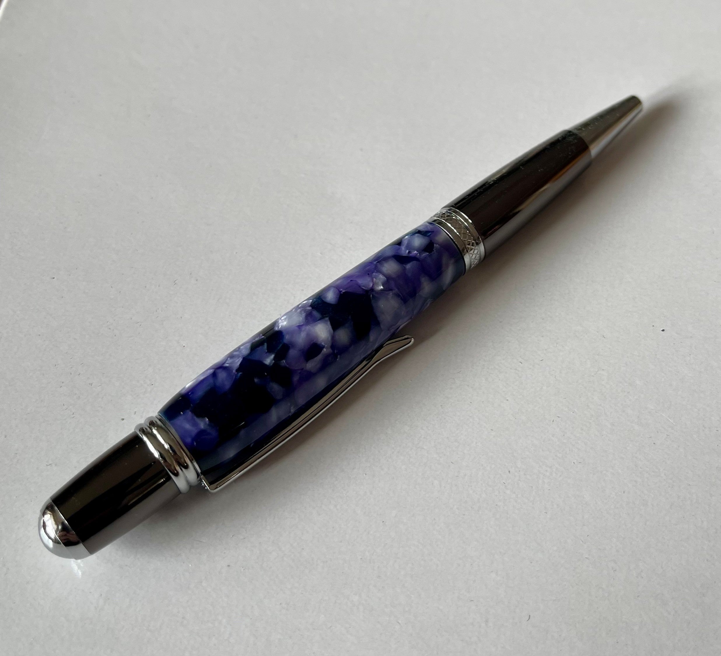 Sierra Twist Ballpoint Pen – Blue Marble with Chrome Fittings