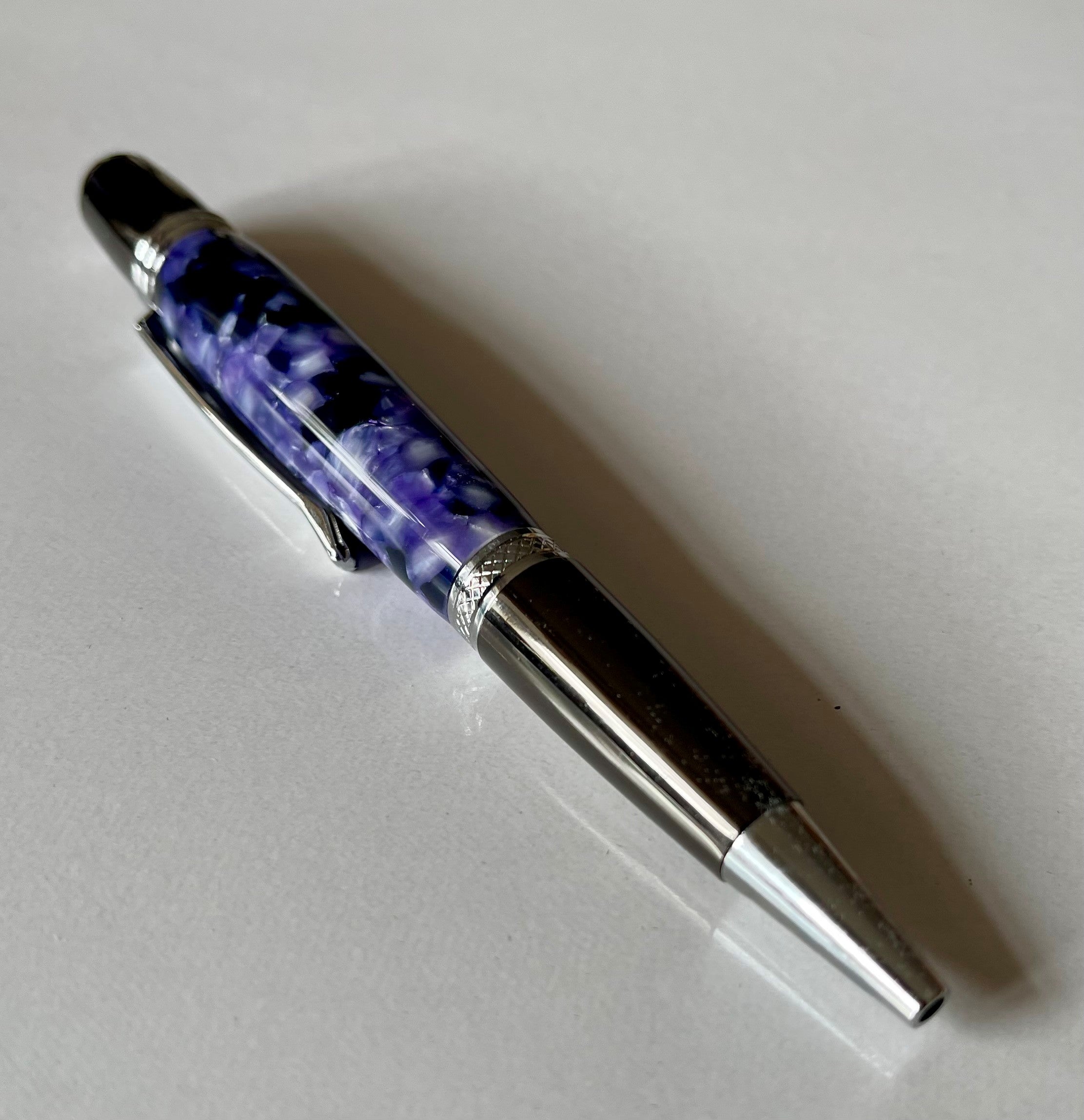 Sierra Twist Ballpoint Pen – Blue Marble with Chrome Fittings