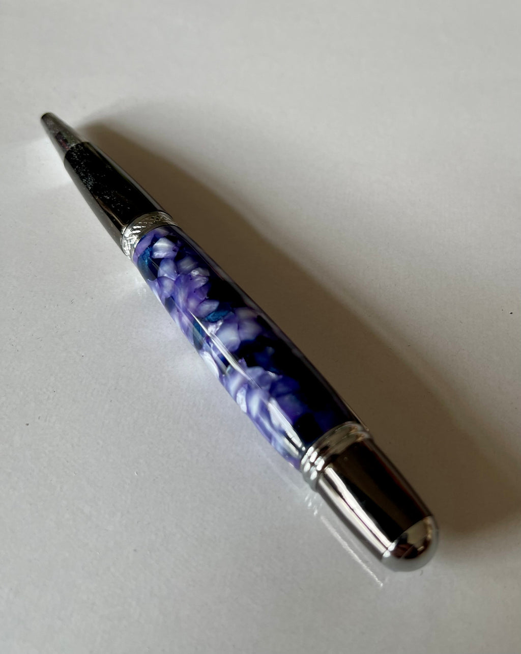 Sierra Twist Ballpoint Pen – Blue Marble with Chrome Fittings