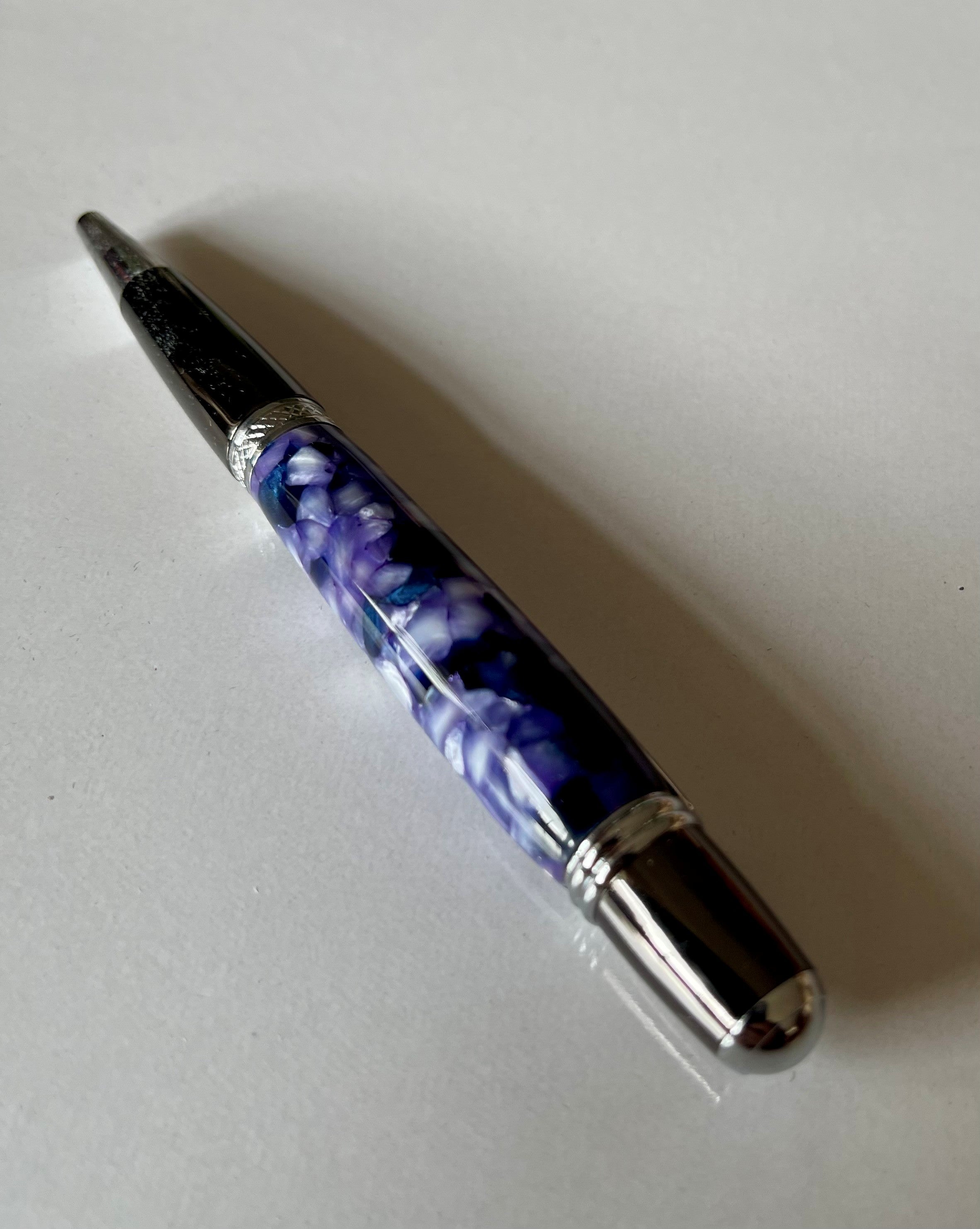 Sierra Twist Ballpoint Pen – Blue Marble with Chrome Fittings