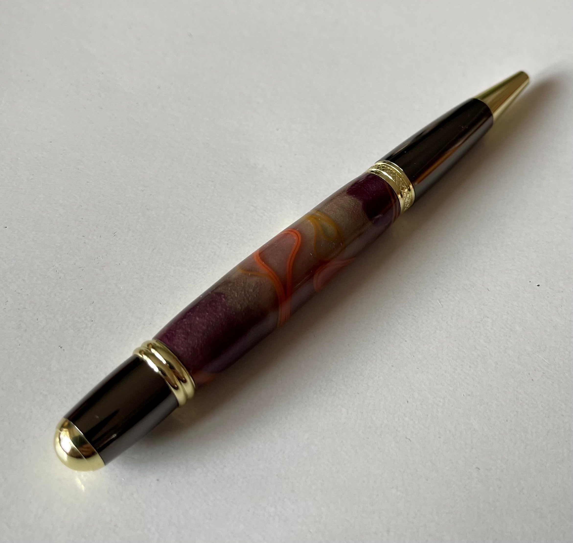 Sierra Twist Ballpoint Pen – Misty Beige, Brown & Smoke with Gold Coloured Fittings